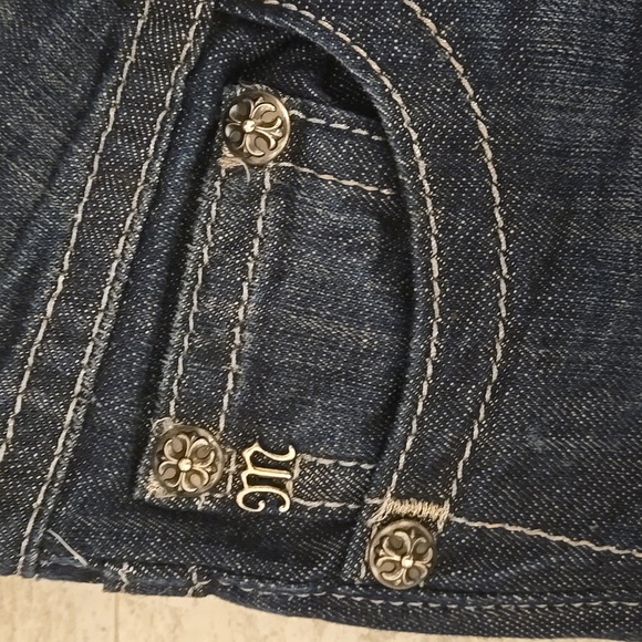 Miss Me Jeans Size 30 x 30 Denim Dark Boot Cut Rhinestone Pockets - Picture 7 of 16